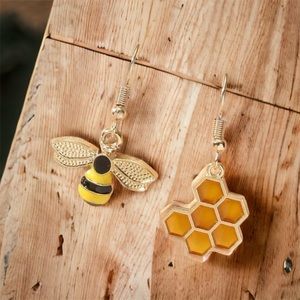 Bee and Honeycomb Earrings